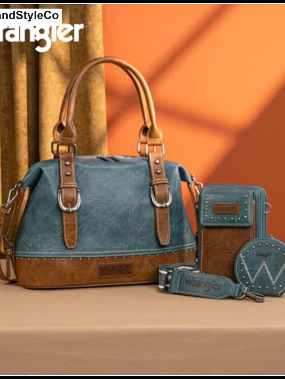 Wrangler 3Pcs Doctor Bag Set for Women Faux Leather Satchel Purse with Cell